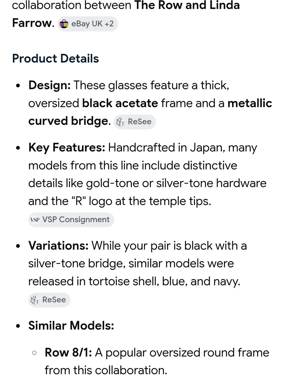 The Row Black Round Sunglasses with Silver Bridge